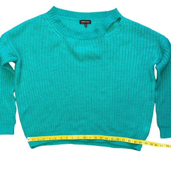 Swoop Neck Teal Sweater - Picture 5 of 12